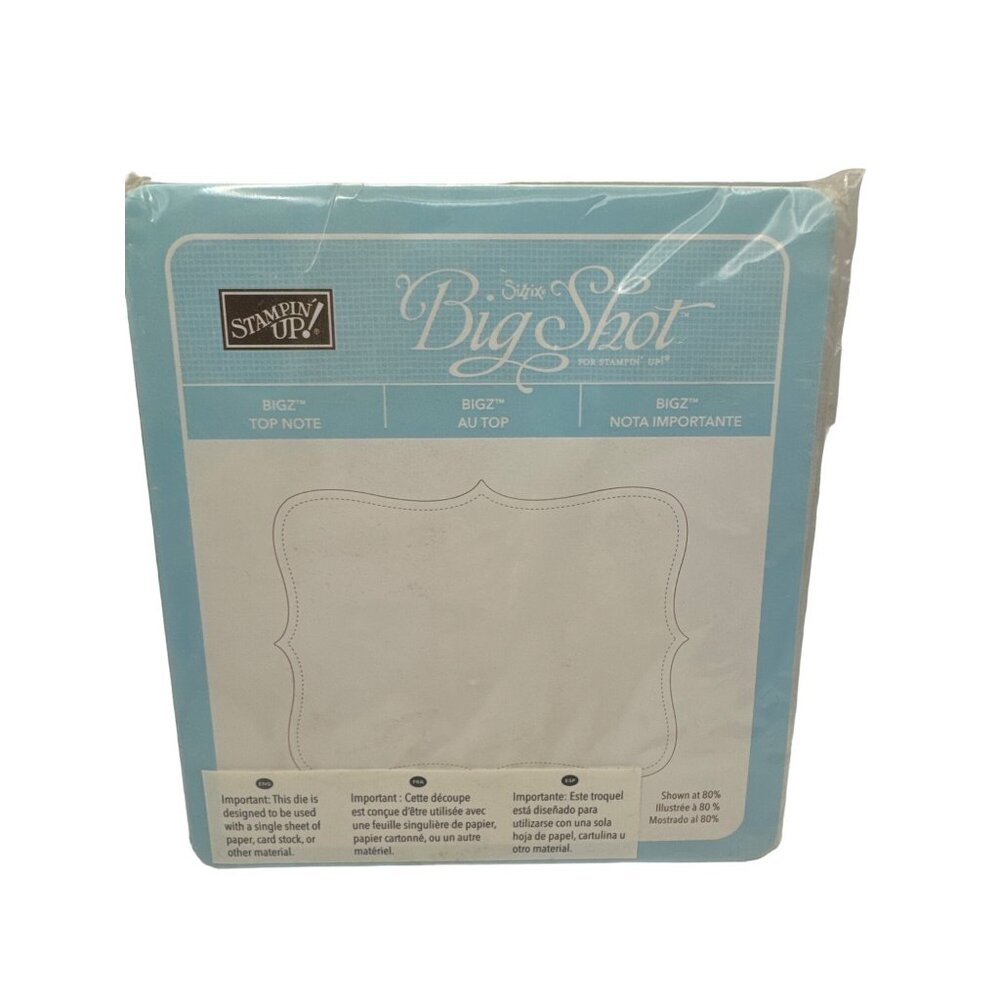 Stampin Up Sizzix Big Shot Bigz Top Note Die 5.5 x 6 x 0.625 for Paper Crafting
